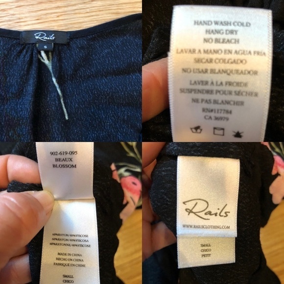 𝅺Rails Beaux Blossom Floral Print Blouse SM Blouse Long Sleeve Tie Waist Top - Picture 8 of 8